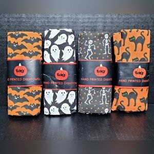 Set of 4 Tag Printed Dishtowels Halloween